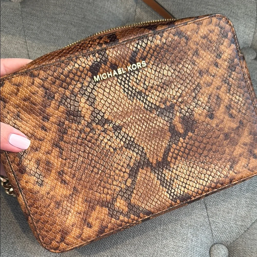 Michael Kors Brown Snake Print Women's Bag - Picture 4 of 5